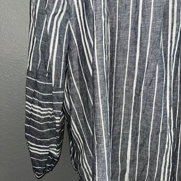 LANE BRYANT Long Balloon Sleeve Peasant Blouse - Linen Blend -Black & White - 26 - Picture 8 of 13